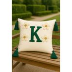 SAYMİNE Punch kırlent Kılıfı K Harfi KREM9 43 x 43