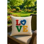 SAYMİNE Punch kırlent Kılıfım LOVE Model RENKLİ KREM12 43 x 43
