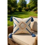 SAYMİNE Renkli Çapraz Model Punch Kırlent Kılıfı KREM 43 x 43
