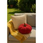 SAYMİNE TEDDY DEKORATİF BALKABAĞI YASTIK VE İÇ DOLGULU KIRLENT (Krem ve Kırmızı - Krem ve Kırmızı 35 x 35