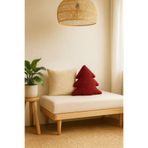 SAYMİNE TEDDY DEKORATİF YASTIK VE ÇAM AĞACI İÇ DOLGULU KIRLENT (Krem ve Kırmızı) - Krem Kırmızı 35 x 35