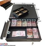Saypos 7 Banknot Gözlü Masa Altı Montaj Askılı, Pos Bağlantılı, Anahtardan Açılır Para Çekmecesi 41X41X11CM