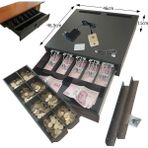 Saypos Butonlu ve Askılı Içi-Dışı Full Metal 5 Geniş Banknotluk Ekstra Büyük Para Çekmecesi 46X46,5X11CM