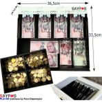 SAYPOS Gizli Evrak Hazneli 6 Kağıt Para 4 Bozuk Para Gözlü Çekmece İçi Para Düzenleyici 36,5x33,5x7cm