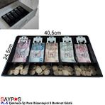 Saypos Metal Mandallı Rampalı Çekmece İçi Para Düzenleyici 5 Banknot 4 Bozuk Para Gözlü 40,5x24,5x3,5cm
