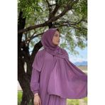 Sayra Shawl Kadın Gül Kurusu Şallı Ferace SYR006 - Standart - Koyu Gül Kurusu