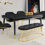 Says Metal Salon 90 x 155 cm Siyah Mermer-Gold Masası