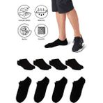 Saysez Bambu Erkek Sneaker Çorap Dikişsiz Görünmez Bilekte Spor Çorap Premium 4'lü Paket - 40 - 45 - Siyah