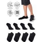 Saysez Bambu Erkek Sneaker Füme Renk Çorap Dikişsiz Görünmez Bilekte Spor Çorap Premium 4'lü Paket - 40 - 45