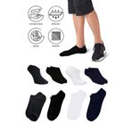 SAYSEZ Bambu Erkek Sneaker Siyah-Beyaz-Laci-Füme Çorap Dikişsiz Görünmez Bilekte Spor Çorap Premium 4'lü