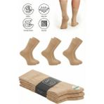 Saysez Bambu Erkek Soket Uzun Düz Bej Çorap Dikişsiz Premium Paket 3'lü / Yıkamalı Kokulu Soft Çorap - 40 - 45