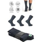 Saysez Bambu Erkek Soket Uzun Düz Füme Renk Çorap Dikişsiz Premium Paket 3'lü / Yıkamalı Kokulu Soft Çorap - 40 - 45