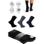 Saysez Bambu Erkek Soket Uzun Düz Siyah-Lacivert-Füme Çorap Dikişsiz Premium Paket 3'lü / Renkli - Siyah - Füme - Lacivert - 40 - 45