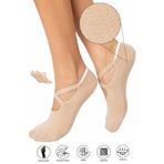 SAYSEZ Bambu Kadın Kaydırmaz Taban Silikon Baskı Pilates Yoga Fitness Dans Aktivite Babet Çorabı Bej