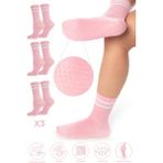 Saysez Bambu Kadın Kaydırmaz Taban Silikon Baskı Pilates Yoga Fitness Dans Aktivite Tenis Çorabı 3'lü Paket - Pembe - 36 - 40