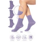 Saysez Bambu Kadın Lastiksiz Lila Soket Dikişsiz Premium Çorap 3'lü Pkt Lila - Mor