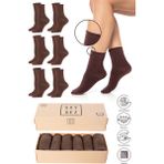 Saysez Bambu Kadın Lastiksiz Soket Dikişsiz Premium Çorap Kutulu 6'lı / Iz Bırakmaz / Sıkmayan Çorap - Kahverengi - 36 - 40