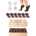 Saysez Bambu Kadın Patik Düz Çorap Dikişsiz Premium Kutulu 6'lı Paket - Kahverengi - 36 - 40