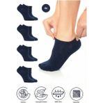 Saysez Bambu Kadın Sneaker Lacivert Çorap Dikişsiz Görünmez Bilekte Spor Çorap Premium 4'lü Paket - 36 - 40