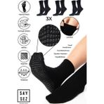 Saysez Bambu Kaydırmaz Taban Silikon Baskı Hac Umre Tavaf Hamile Pilates Yoga Lastiksiz Çorap 3'lü - Siyah - 36 - 41