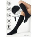 Saysez Bambu Kaydırmaz Taban Silikonlu Hac Umre Tavaf Hamile Pilates Yoga Dizaltı Siyah Uzun Çorap - 36 - 42