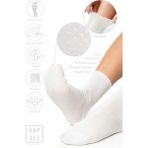 Saysez Bambu Kaydırmaz Taban Silikonlu Hac Umre Tavaf Hamile Pilates Yoga Lastiksiz Beyaz Çorap - 36 - 41