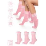 Saysez Bambu Unisex Tenis Kolej Çizgili Premium Dikişsiz Soket Çorap 3'lü Paket - Pembe - 36 - 42