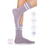 Saysez Bambu Unisex Tenis Kolej Çizgili Premium Pembe Renk Dikişsiz Soket Çorap - Lila - 36 - 42