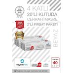 Saytekmed İki Kat Meltblown Koruması, 4 Katlı Beyaz Maske (2 Kutu/40 Adet)