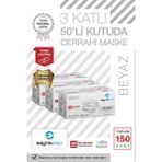 Saytekmed, Meltblown Filtreli, Yassı Ipli 3 Katlı Beyaz Cerrahi Maske (150 Adet/3 Kutu)