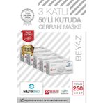 Saytekmed, Meltblown Filtreli, Yassı Ipli 3 Katlı Beyaz Cerrahi Maske (250 Adet/5 Kutu)