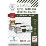 Saytekmed Meltblown Filtreli, Yassı İpli 3 Katlı Haki/Koyu Yeşil Cerrah Maske (60 Adet/2 Kutu)