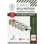 Saytekmed Meltblown Filtreli Yassı İpli 3 Katlı Haki/Koyu Yeşil Cerrahi Maske (150 Adet/5 Kutu)