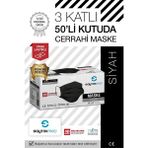 Saytekmed Meltblown Filtreli Yassı Ipli 3 Katlı Siyah Cerrahi Maske (50 Adet/1 Kutu)
