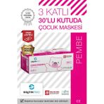 Saytekmed Premium 3 Katlı Pembe Çocuk Maskesi, Meltblown Filtreli, Yassı Kulak İpli (1 Kutu/30 Adet)