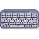 Saywin Bluetooth Klavye Renkli Retro Kablosuz Klavye Daktilo Görünümlü Tuş Tasarımı Şık ve Kullanışlı Telefon Koyma Gözü Pilli Türkçe Q Klavye SW-05 (Mor)