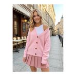 SAYZEN düğmeli v yaka basic oversize ceket/hırka