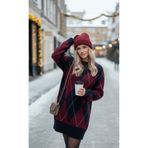 SAYZEN KADIN BAKLAVA ARGYLE DESENLİ KAZAK-ELBİSE