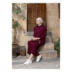 SAYZEN YOUR SHİNE kapüşonlu cepli elbise-kazak 2'li triko takım Bordo S/M