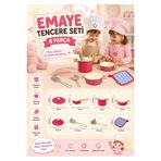 SAZE 8 Parça Emaye Oyuncak Tencere Seti Çocuk Mutfak Oyuncağı Mini Şef Seti Pembe