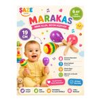 SAZE Ahşap Marakas Oyuncak Bebek Çıngırağı 19 CM – Renkli Eğitici Ritm Oyuncağı 6 Ay+