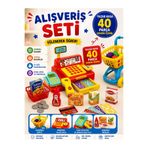 SAZE Alışveriş Seti 40 Parça Oyuncak Market Sepeti Yazar Kasa Çocuk Oyuncak Seti