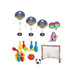 SAZE Ayaklı Basketbol Potası&futbol Maç Kalesi&rengarenk Bowling&at Tut Yakala 4lü Oyun Seti