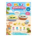 SAZE Büyük Boy Plaj Oyuncak Seti Tekneli Kum Oyunu Seti Kovalı Deniz Oyuncağı 19x43x21 cm 18 Ay+