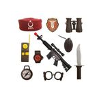 SAZE Kalite Büyük Boy Polis Seti Asker Seti Oyuncak Sesli Tüfek + Bordo Bere + Dürbün + Bomba +