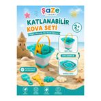SAZE Katlanabilir Kova Plaj Seti 2+ Yaş Çocuk Kum Oyuncak Seti Kürek Tırmık Deniz Canlıları Kalıpları Taşınabilir Kova Seti