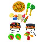 SAZE Mangal Seti 7 PARCA +Pizza Seti 16 PARCA EVCİLİK VE MUTFAK SETİ OYUN SETİ OYUNCAK 2 Lİ SET