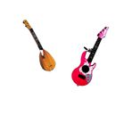 SAZE Saz Bağlama Oyuncak+Kutulu Elektro Gitar 2 SET UYN SETİ EL BECERİSİ COCUK OYUNCAK