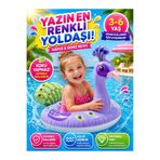SAZE Şişme Tavus Kuşu Çocuk Yüzme Simidi 3-6 Yaş Renkli Havuz Deniz Oyuncağı