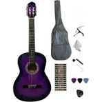 Sazhane 4/4 Sap Ayarlı Mor Klasik Gitar Seti (KILIF-PENA-KAPO-NOTA STİCKER...)
